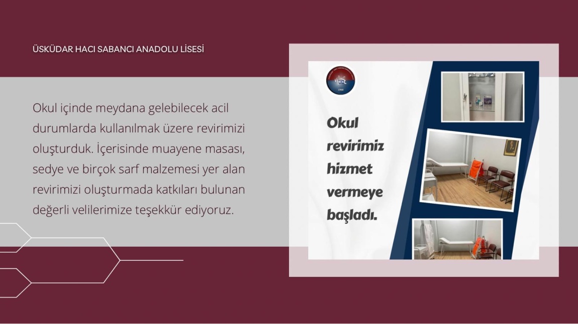 OKUL REVİRİMİZ HİZMET VERMEYE BAŞLADI